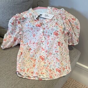 Sundays Floral Blouse with Ruffle Sleeves